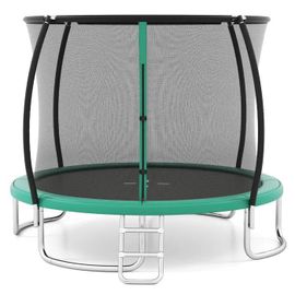 Costway Trampoline Enfants 305cm Avec Filet De Sécurité, Échelle Et Cadre En Acier Galvanisé Antirouille, 400 Kg Vert