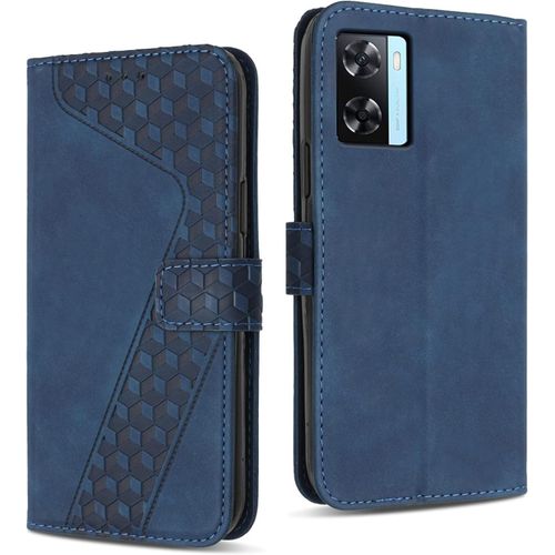 Sjzg-Coque Pour Oppo A57s / Oppo A57 4g, Étui Housse Protection En Cuir Pu [Pochette De Portefeuille] [Magnétique], Antichoc Etui À Rabat Pour Oppo A57s / A57 4g (Bleu)
