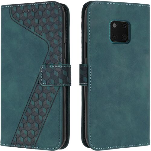 SJZG-Coque Pour Huawei Mate 20 Pro, Étui Housse Protection En Cuir Pu [Pochette De Portefeuille] [Magnétique], Antichoc Etui À Rabat Pour Huawei Mate 20 Pro (Vert)