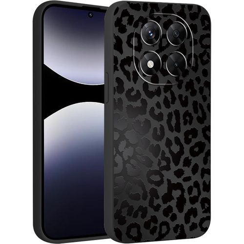 Eryi-Coque Pour Xiaomi Redmi Note 14 Pro 5g/Poco X7 6,67"", Léopard Motif Aesthetic Étui Filles Dessin Case, Mince Silicone Tpu Bumper Housse Antichoc Protection Cover Pour Redmi Note 14 Pro, Noir 1