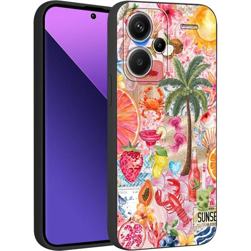 KAL-Coque Pour Xiaomi Redmi Note 13 Pro Plus 5G 6,67"",Collage Fruits Été Motif Aesthetic Étui Filles Femmes Dessin Case, Silicone Souple Tpu Antichoc Protection Housse Pour Redmi Note 13 Pro+,Rose