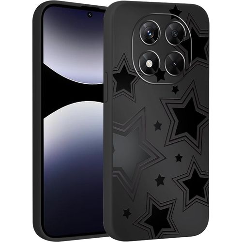 Kal-Coque Pour Xiaomi Redmi Note 14 Pro 5g/Poco X7 6,67"", Etoile Motif Aesthetic Étui Filles Dessin Case, Mince Silicone Tpu Bumper Housse Antichoc Protection Cover Pour Redmi Note 14 Pro, Noir 1