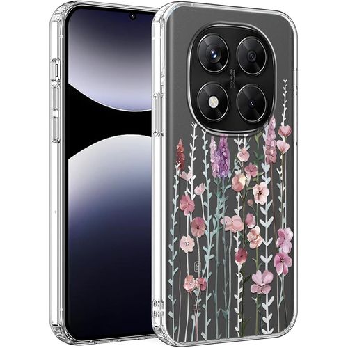 Eryi-Coque Pour Xiaomi Redmi Note 14 Pro 5g/Poco X7 6,67"", Fleur Aesthetic Motif Filles Dessin Transparente Étui, Mince Tpu Silicone Housse Antichoc Protection Case Cover Pour Redmi Note 14 Pro, 01