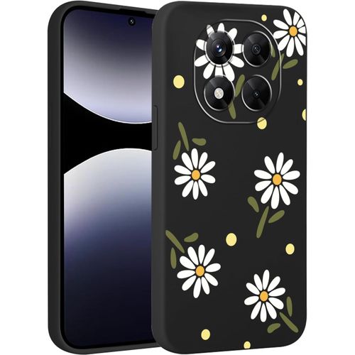 Kal-Coque Pour Xiaomi Redmi Note 14 Pro 5g/Poco X7 6,67"", Fleur Motif Aesthetic Étui Filles Dessin Case, Mince Silicone Tpu Bumper Housse Antichoc Protection Cover Pour Redmi Note 14 Pro, Noir