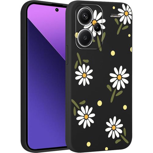 Kal-Coque Pour Xiaomi Redmi Note 13 Pro Plus 5g 6,67"", Fleur Motif Aesthetic Étui Filles Femmes Dessin Case, Mince Silicone Souple Tpu Housse Antichoc Cover Pour Redmi Note 13 Pro Plus, Noir