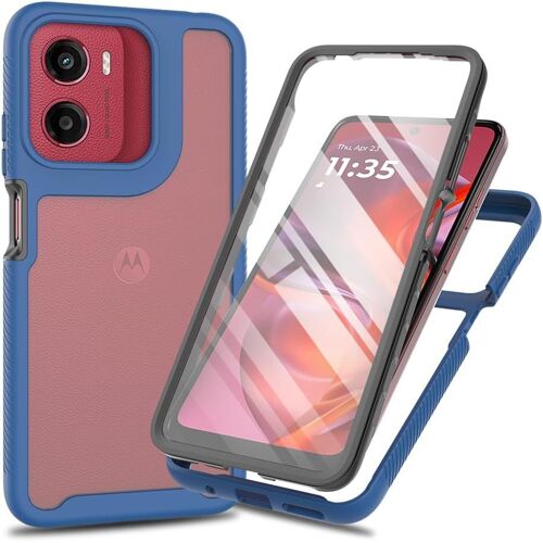 KAL-Coque Pour Motorola Moto E15 Antichoc Housse Avec Protège Écran, 360 Degrés Full Body Etui Solide Double Face Bumper Portable Transparent Housse