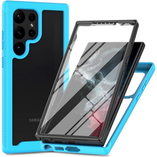 Kal-Coque Pour Samsung Galaxy S23 Ultra 5g Antichoc Housse Avec Protège Écran, 360 Degrés Full Body Etui Solide Double Face Bumper Portable Transparent Housse