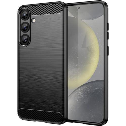 Coque Souple Tpu Anti-Choc Pour Samsung Galaxy S25 Plus - Texture Brossée Effet Fibre De Carbone, Grip Antidérapant, Rouge