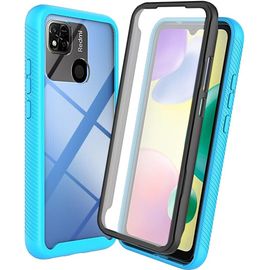 Kal-Coque Pour Xiaomi Redmi 9c Nfc/Redmi 10a/9c Antichoc Housse Avec Protège Écran, 360 Degrés Full Body Etui Solide Double Face Bumper Portable Transparent Housse