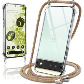 Kal-Coque Avec Cordon Pour Google Pixel 6¿5g¿ 6,4"", Collier Réglable Téléphone Étui Portable Lanyard Case Transparent Souple Silicone Tpu Housse Antichoc Protection Cover, Jaune