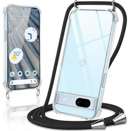 Coque Avec Cordon Pour Google Pixel 7a¿5g¿ 6,1"", Collier Réglable Téléphone Étui Portable Lanyard Case Transparent Souple Silicone Tpu Housse Antichoc Protection Cover, Noir[Car785164]
