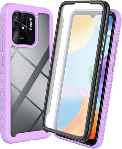 KAL-Coque Pour Xiaomi Redmi 10C Antichoc Housse Avec Protège Écran, 360 Degrés Full Body Etui Solide Double Face Bumper Portable Transparent Housse