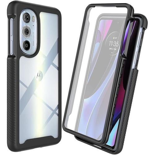 Kal-Coque Pour Motorola Edge 30 Pro Antichoc Housse Avec Protège Écran, 360 Degrés Full Body Etui Solide Double Face Bumper Portable Transparent Housse