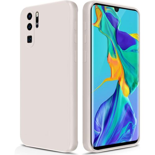 KAL-Coque Pour Huawei P30 Pro Case En Silicone, Etui De Protection Antichoc Etui Housse Silicone Ultra-Mince Avec Couche Intérieure En Fibre Et Protection Pour Caméra, Blanc