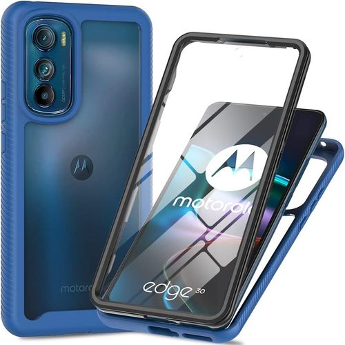 KAL-Coque Pour Motorola Edge 30 Antichoc Housse Avec Protège Écran, 360 Degrés Full Body Etui Solide Double Face Bumper Portable Transparent Housse