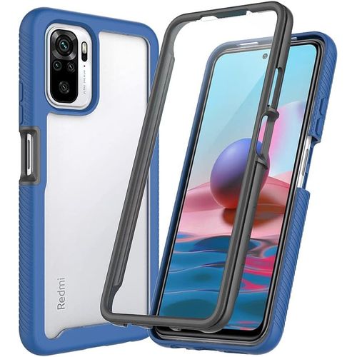 KAL-Coque Pour Xiaomi Redmi Note 10/Note 10S/Poco M5S Antichoc Housse Avec Protège Écran, 360 Degrés Full Body Etui Solide Double Face Bumper Portable Transparent Housse