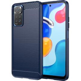 Mab-Coque Pour Xiaomi Redmi Note 11 / Note 11s, Housse Premium Tpu Souple Texture Fibre De Carbone Etui Protection Téléphone Antichoc, Anti-Rayures, Anti-Dérapante, Silicone Case Bumper, Bleu