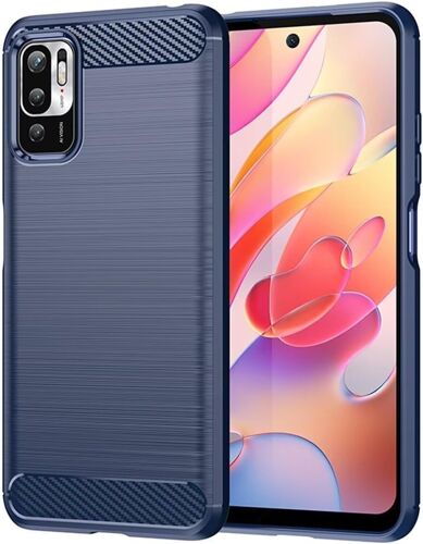 KAL-Coque Pour Xiaomi Redmi Note 10 Pro 5G/4G, Housse Premium Tpu Souple Texture Fibre De Carbone Etui Protection Téléphone Antichoc, Anti-Rayures, Anti-Dérapante, Silicone Case Bumper, Bleu