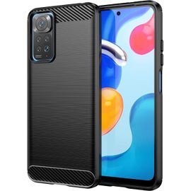 Trahoo-Coque Pour Xiaomi Redmi Note 11 / Note 11s, Housse Premium Tpu Souple Texture Fibre De Carbone Etui Protection Téléphone Antichoc, Anti-Rayures, Anti-Dérapante, Silicone Case Bumper, Noir