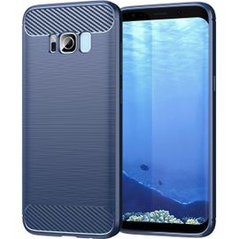 Kal-Coque Pour Samsung Galaxy S8, Housse Premium Tpu Souple Texture Fibre De Carbone Etui Protection Téléphone Antichoc, Anti-Rayures, Anti-Dérapante, Silicone Case Bumper, Bleu