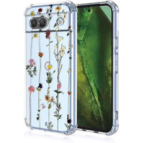 KAL-Coque Pour Google Pixel 8A, Ultra Mince Élégant En Silicone Souple Fleurs Colorés Housse Brillante Antichoc, Transparent Tpu Gel Étui - Période De Floraison