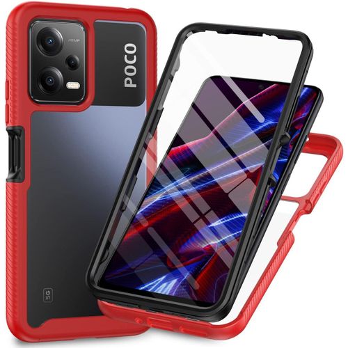 Kal-Coque Pour Xiaomi Poco X5 5g(Redmi Note 12 5g) Antichoc Housse Avec Protège Écran, 360 Degrés Full Body Etui Solide Double Face Bumper Portable Transparent Housse