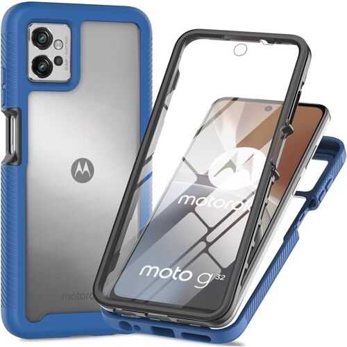 KALANKA-Coque pour Motorola Moto G32 Antichoc Housse avec Protège écran, 360 Degrés Full Body Etui Solide Double Face Bumper Portable Transparent Housse