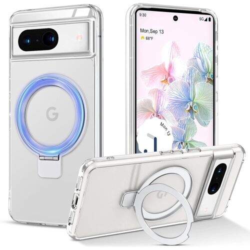 TRAHOO-Coque Magnétique pour Google Pixel 7a 6,1 Pouces, Housse en Acrylique avec Anneau de Support, Compatible avec Support Magnétique de Voiture, Étui de Téléphone Protection Antichoc Anti-Rayures