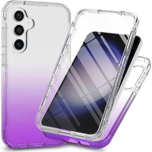 Kal-Coque Pour Samsung Galaxy S25+/ S25 Plus Antichoc Housse Avec Protège Écran, 360 Degrés Full Body Etui Solide Double Face Bumper Portable Transparent Housse,Violet