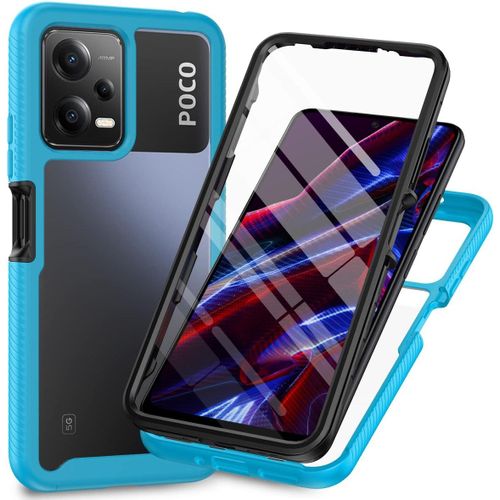 Kal-Coque Pour Xiaomi Poco X5 5g(Redmi Note 12 5g) Antichoc Housse Avec Protège Écran, 360 Degrés Full Body Etui Solide Double Face Bumper Portable Transparent Housse