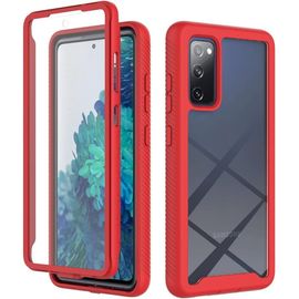 Coque 360° Compatible Samsung Galaxy S21 Fe - Housse Antichoc Pc+Tpu Transparente Avec Protection D'écran Intégrée, Rouge