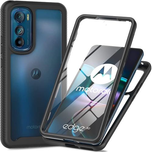 Kal-Coque Pour Motorola Edge 30 Antichoc Housse Avec Protège Écran, 360 Degrés Full Body Etui Solide Double Face Bumper Portable Transparent Housse