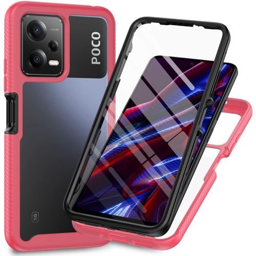 Kal-Coque Pour Xiaomi Poco X5 5g(Redmi Note 12 5g) Antichoc Housse Avec Protège Écran, 360 Degrés Full Body Etui Solide Double Face Bumper Portable Transparent Housse