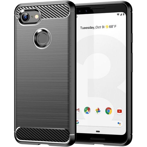 KAL-Coque Pour Pixel 3 Case, Pour Google 3 G013A Fibre De Carbone - Coque Ultra Fine En Tpu Souple Antichoc Étui Pour Google Pixel 3 Noir