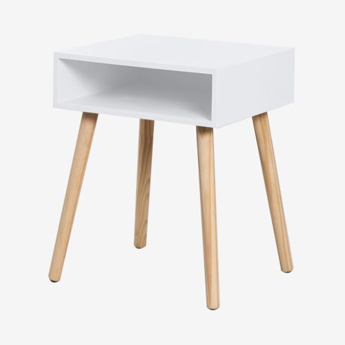 Pack de 2 tables de chevet rectangulaires 40x35 cm en bois Zente Blanc