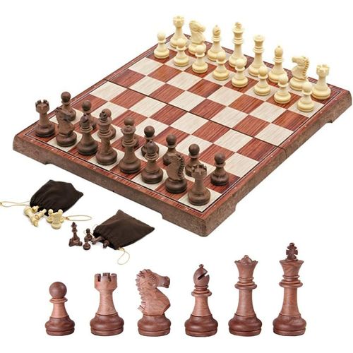 Ytseazn-Jeu D'échecs De Voyage Magnétique Pliable Avec Sac De Rangement,Facile À Transporter,Jouets Éducatifs/Cadeau Pour Enfants Et Adultes(S)