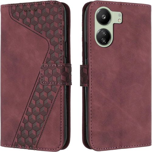 Kal-Coque Pour Xiaomi Redmi 13c, Etui Protection Housse Premium En Cuir Pu Portefeuille Étui Téléphone [Fermoir Magnétique] [Fentes Pour Cartes] Flip Case Pour Xiaomi Redmi 13c¿Rouge