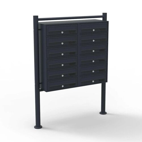Bloc 12 boites aux lettres sur pieds 12 entrées courrier noir Helloshop26 16_0000146