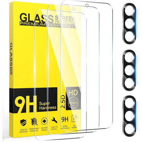 3 Pièces Verre Trempé Pour Samsung Galaxy A56 5g Avec 3 Pièces Caméra Arrière Protecteur,Ultra Résistant Film Protection Écran,Sans Bulles Film Protection Écran Avec A56 5g 6.7