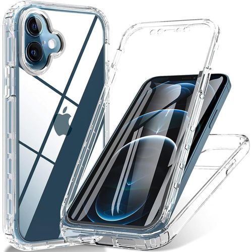 Coque Pour Iphone 16,Antichoc Housse Avec Protection Écran,360 Degrés Téléphone Etui Double Face Bumper Transparent Case Portable Intégrale Coque,Transparent[Coque6185491]