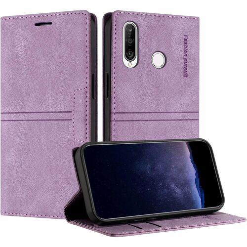 KAL-Coque Pour Huawei P30 Lite, Housse En Cuir Pu Portefeuille Etui, Tpu Fonction Support [Fentes Pour Cartes] Anti-Choc Folio Magnetique Compatible Avec Huawei P30 Lite (Violet)