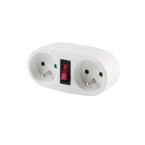 Prise Biplite 2x16A CHACON Blanc avec interrupteur
