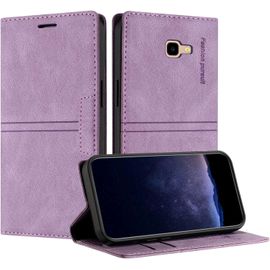 Kal-Coque Pour Samsung Galaxy J4 Plus, Housse En Cuir Pu Portefeuille Etui, Tpu Fonction Support [Fentes Pour Cartes] Anti-Choc Folio Magnetique Compatible Avec Samsung J4 Plus (Violet)