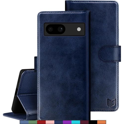 Kal-Etui Coque Pour Google Pixel 8a [Rfid Blocage] [Magnétique Protection] Fentes Pour Cartes Protection Etui Housse Premium En Cuir Pu,Pixel 8a Etui Portefeuille Bleu