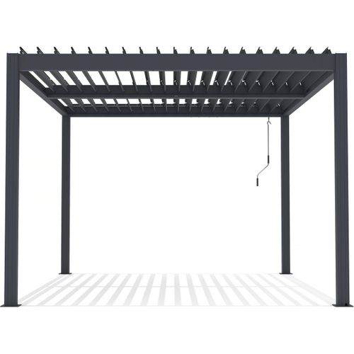 Pergola Bioclimatique Avec Led Windsor En Aluminium 3 X 4 - Gris