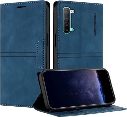 KAL-Coque Pour Oppo Reno 3 5G, Housse En Cuir Pu Portefeuille Etui, Tpu Fonction Support [Fentes Pour Cartes] Anti-Choc Folio Magnetique Compatible Avec Oppo Reno 3 5G (Bleu)