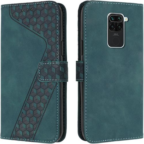 Kal-Coque Pour Xiaomi Redmi Note 9/Redmi 10x 4g, Etui Protection Housse Premium En Cuir Pu Portefeuille Étui Téléphone [Fermoir Magnétique] [Fentes Pour Cartes] Flip Case¿Vert