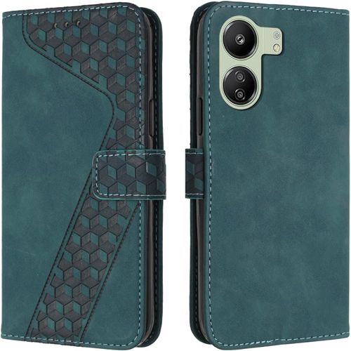 Kal-Coque Pour Xiaomi Redmi 13c, Etui Protection Housse Premium En Cuir Pu Portefeuille Étui Téléphone [Fermoir Magnétique] [Fentes Pour Cartes] Flip Case Pour Xiaomi Redmi 13c¿Vert