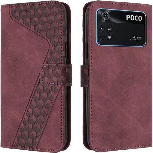 Coque Pour Xiaomi Poco M4 Pro 4g, Etui Protection Housse Premium En Cuir Pu Portefeuille Étui Téléphone [Fermoir Magnétique] [Fentes Pour Cartes] Flip Case Pour Xiaomi Poco M4 Pro 4g(Rouge