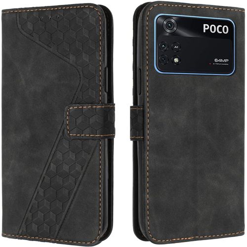 KAL-Coque Pour Xiaomi Poco M4 Pro 4G, Etui Protection Housse Premium En Cuir Pu Portefeuille Étui Téléphone [Fermoir Magnétique] [Fentes Pour Cartes] Flip Case Pour Xiaomi Poco M4 Pro 4G¿Noir